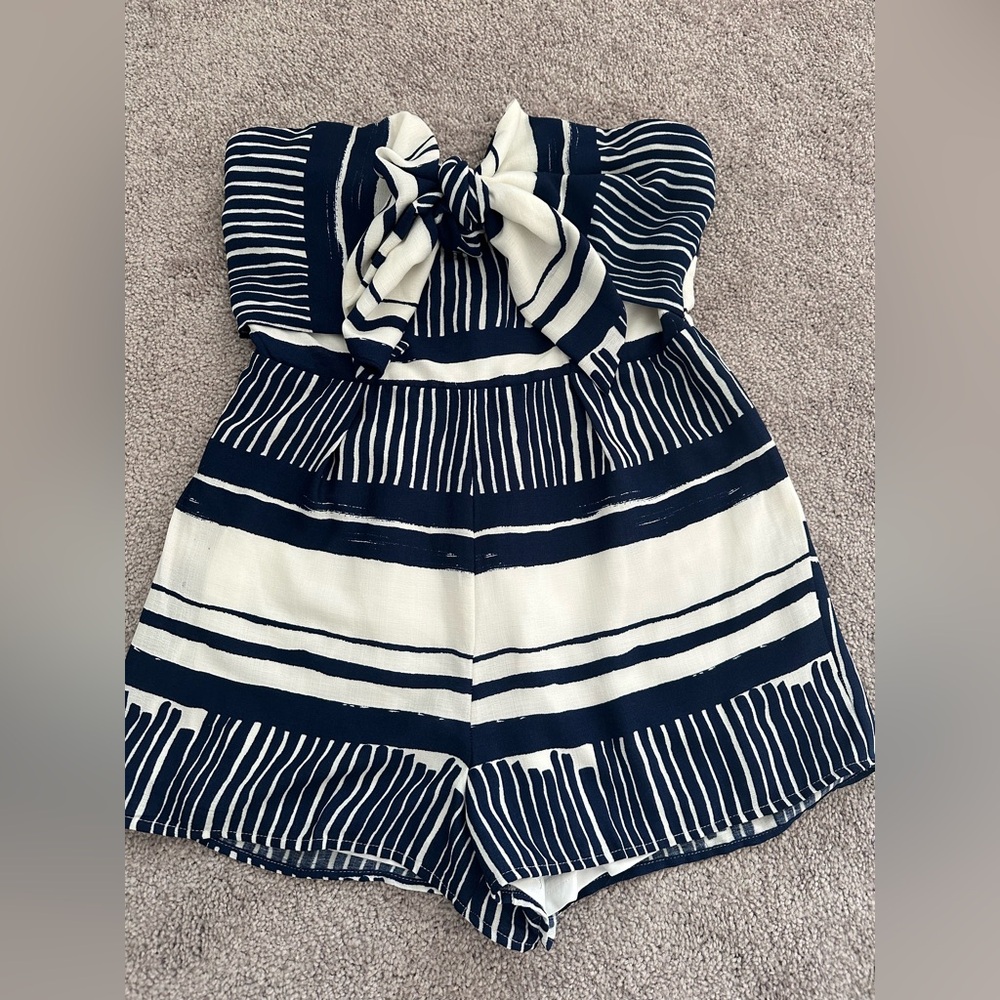 Lulu's Delphi Blue & White Striped Romper